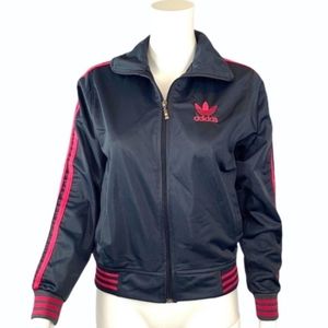 Adidas Women’s Track Jacket In Charcoal & Pink
